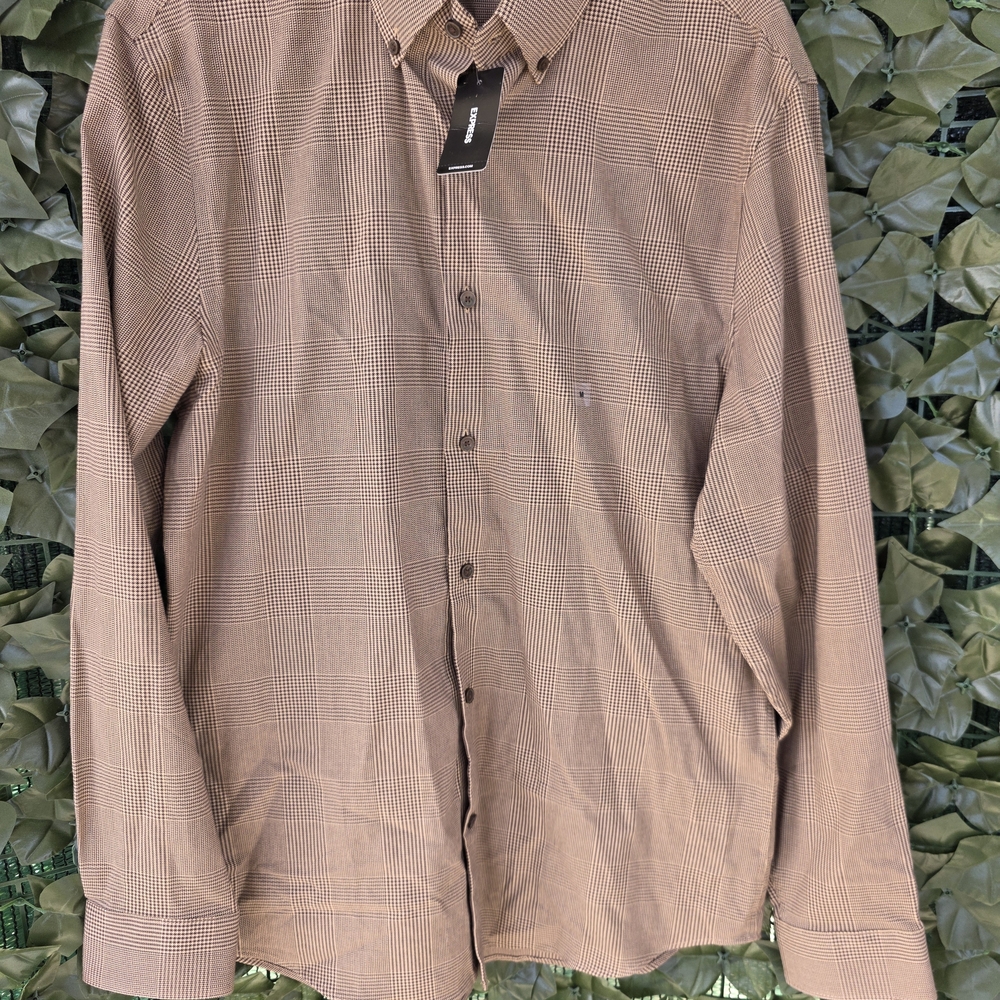 Express Brown Plaid Button-Down Shirt